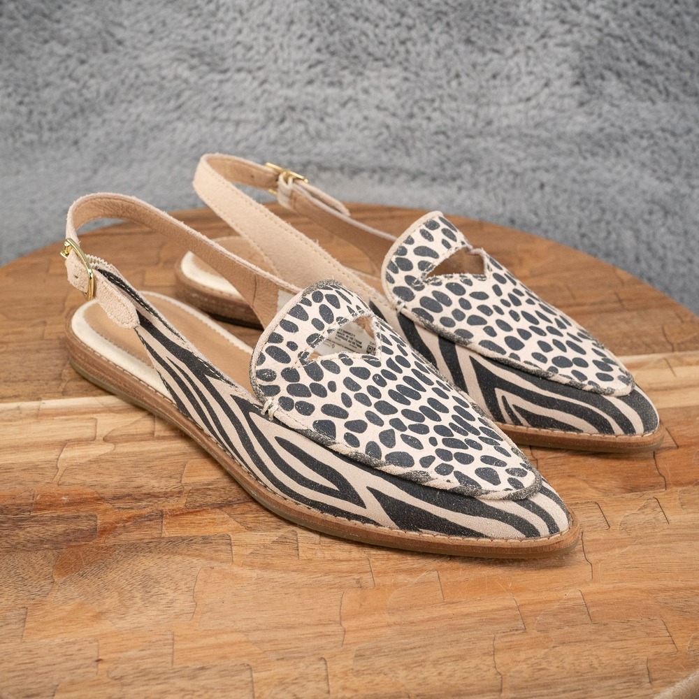 Sperry Saybrook Flat Animal Print Slingback Pointed Toe Casual Shoe Size 5